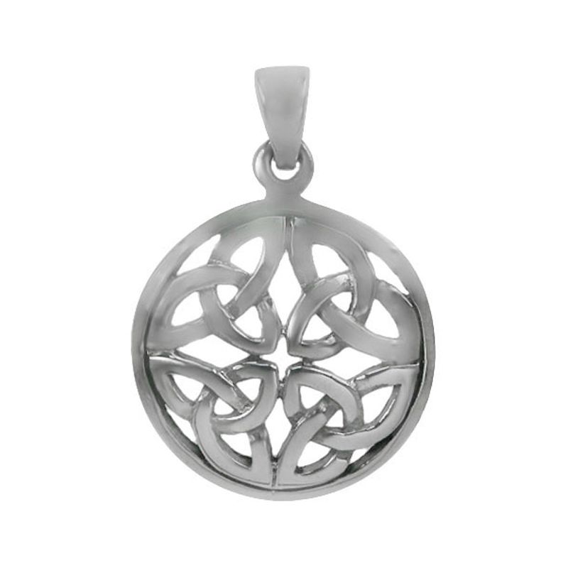 Sterling Silver Celtic Knot in Round Pendant - Click Image to Close